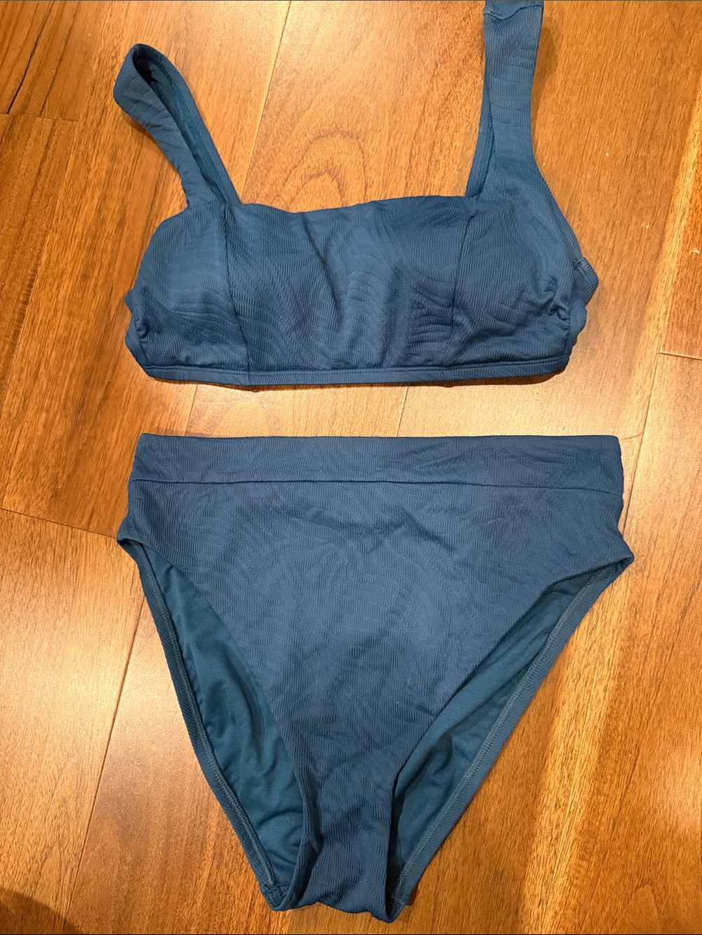 Shade & Shore Deep Teal Square-Neck High-Waist Bikini